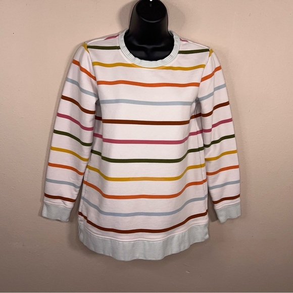 XS Lands End Striped Sweatshirt Long Sleeve Preppy Rainbow Colorful - Picture 10 of 14